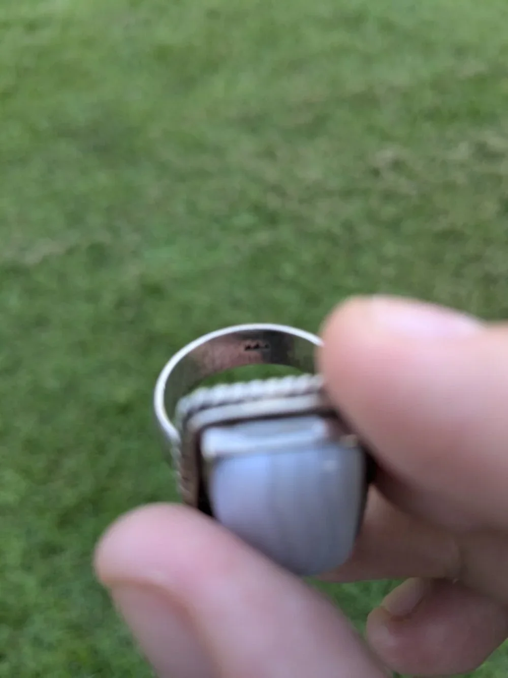 Vintage Solid Sterling Silver 925 Blue Lace Agate Handmade Ring Size 8.75